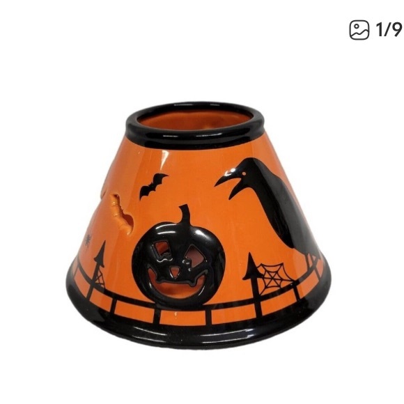 WHITE BARN Halloween Jack-o-lantern Owl Crow Spider Jar Candle Shade 4.5 x 6 in - Picture 1 of 6